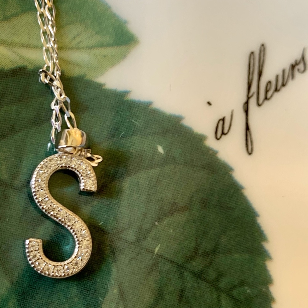 Sterling silver S initial pendant